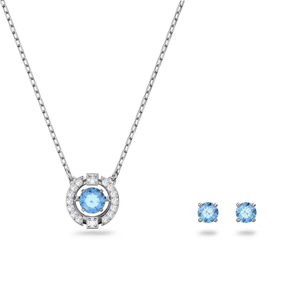 Swarovski Una set round cut blue rhodium plated 4