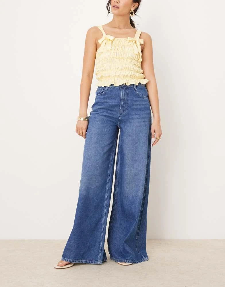 Nobody's Child Nobody's Child 5 pocket denim wide leg jeans in mid wash 1