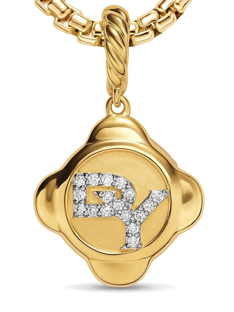 David Yurman Cable Collectibles DY Logo Amulet in 18K Yellow Gold with Diamonds, 13.7MM 4