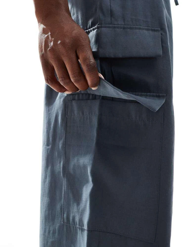 Abercrombie & Fitch Abercrombie & Fitch tie waist cargo trousers in grey 4
