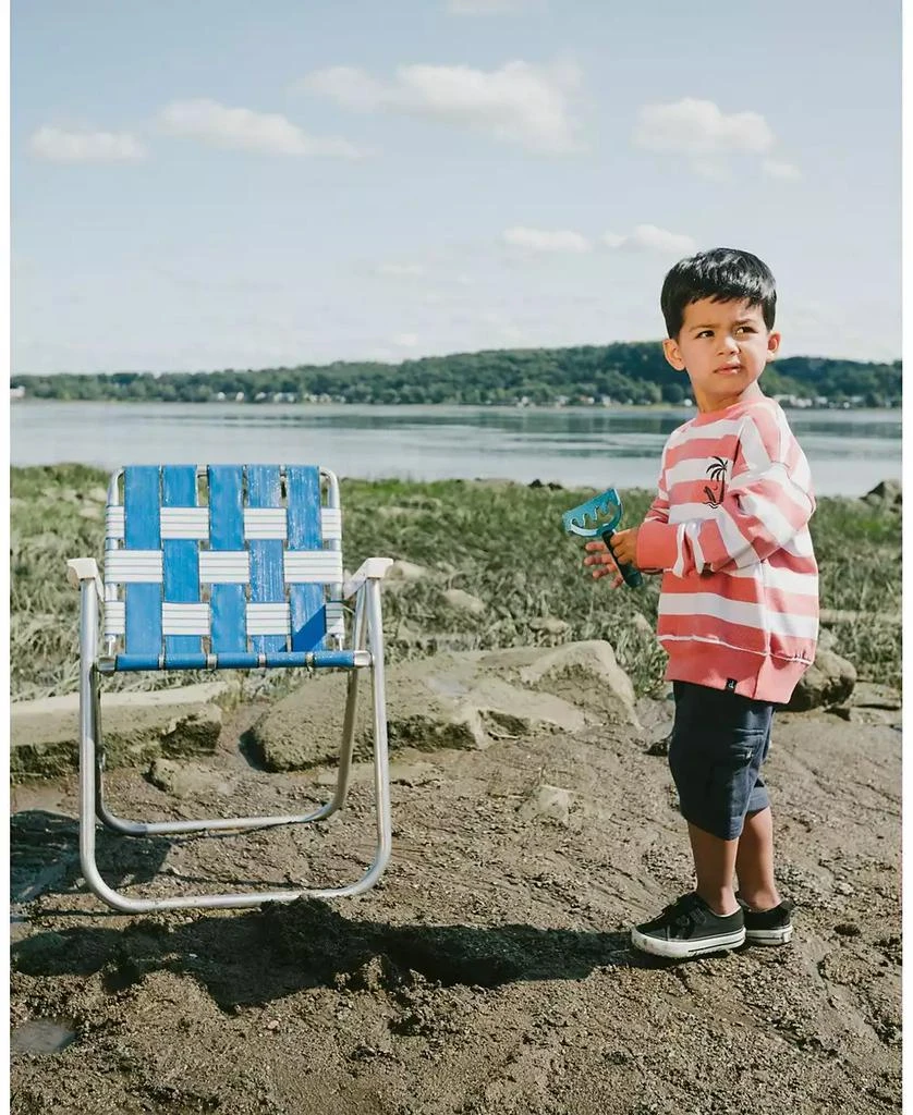 Deux par Deux Baby Boys French Terry Sweatshirt Brick and White Stripes 2