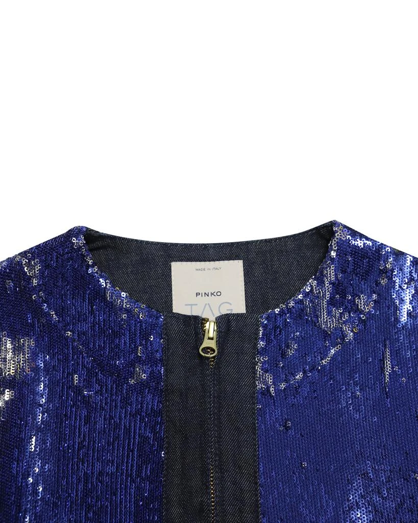 PINKO Pinko Tag Sequin Embellished Jacket in Blue Denim 6