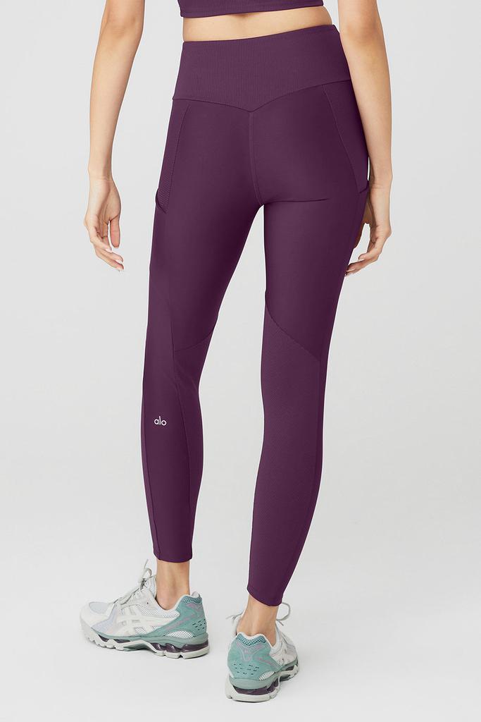 Alo Yoga Ribbed Airlift High-Waist 7/8 Enchanted Legging - Dark Plum
