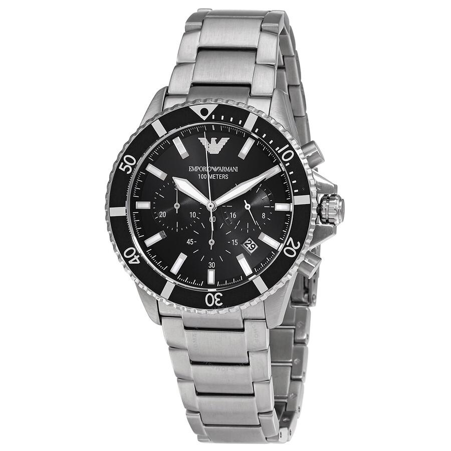 Emporio Armani Diver Chronograph Quartz Black Dial Men's Watch AR11360