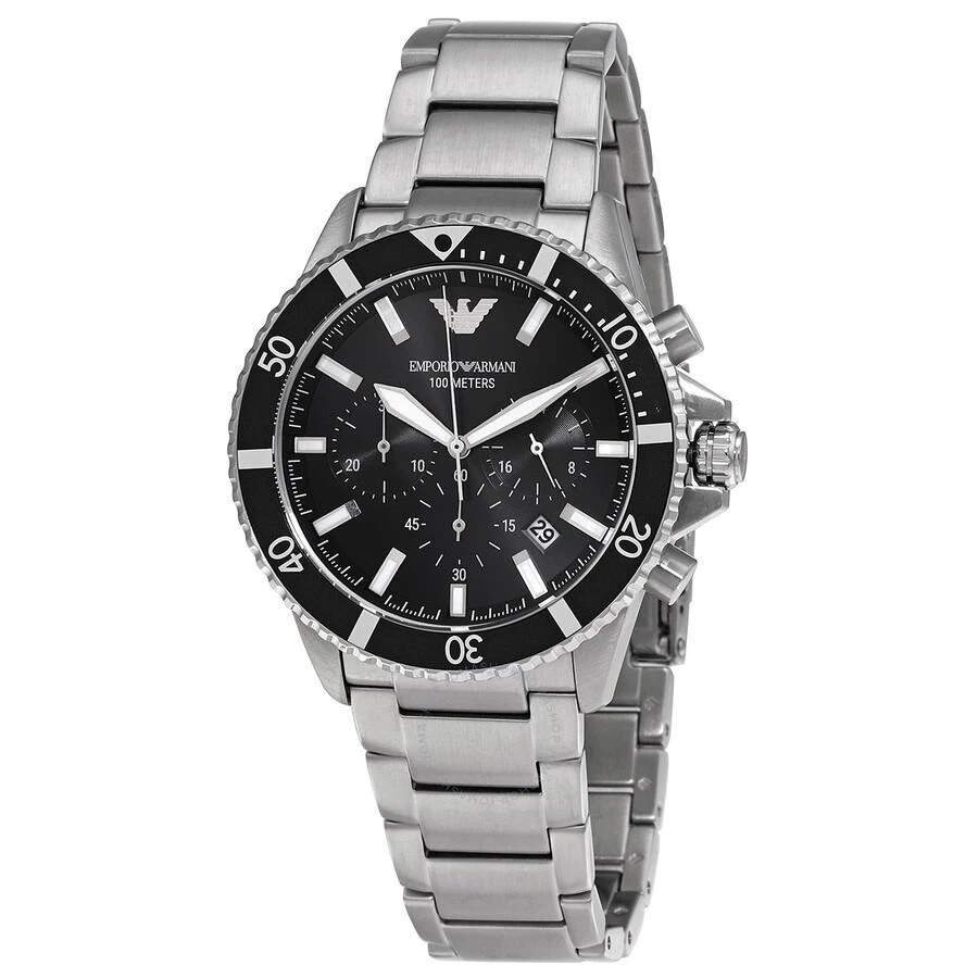 Emporio Armani Diver Chronograph Quartz Black Dial Men's Watch AR11360 1