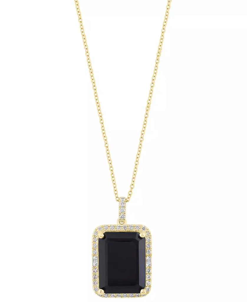 Effy EFFY® Citrine (11-1/3 ct. t.w.) & Diamond (1/3 ct. t.w.) Emerald-Cut Halo 18" Pendant Necklace in 14k Gold (Also in Additional Gemstones) 1