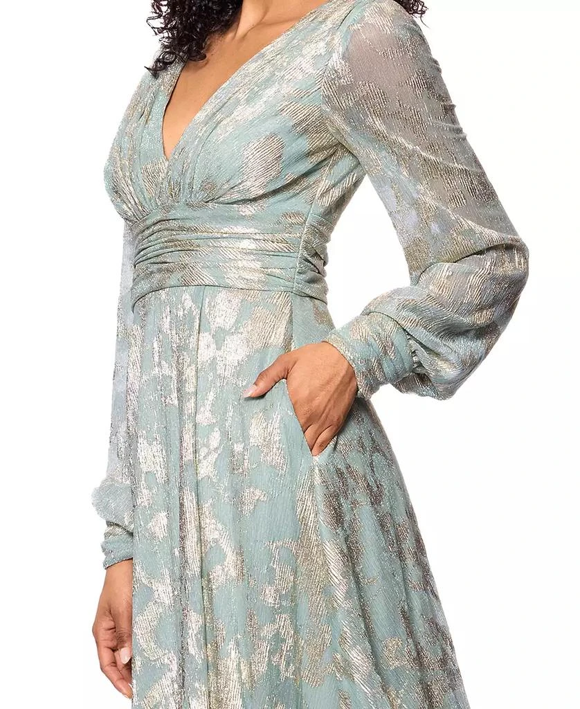 knee length dresses for ladies Betsy & Adam Mariah Metallic Foil One Shoulder Dress A27193