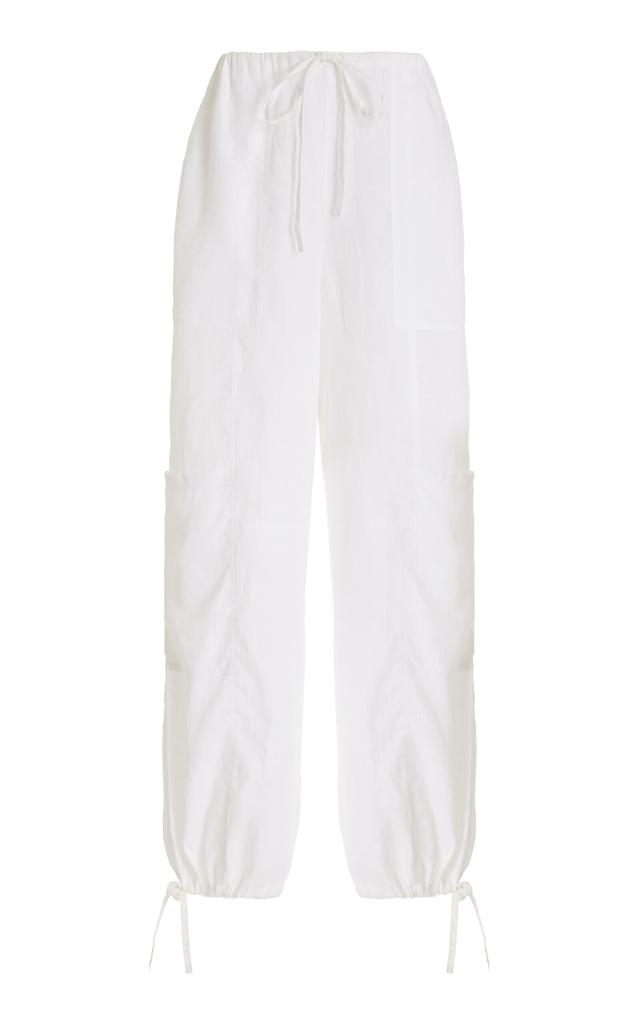 BONDI BORN BONDI BORN - Leiden Low-Rise Organic Linen Cargo Pants - White - M - Moda Operandi