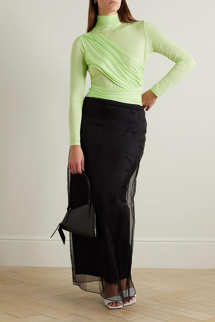 GAUGE81 Patra draped neon stretch-jersey turtleneck bodysuit