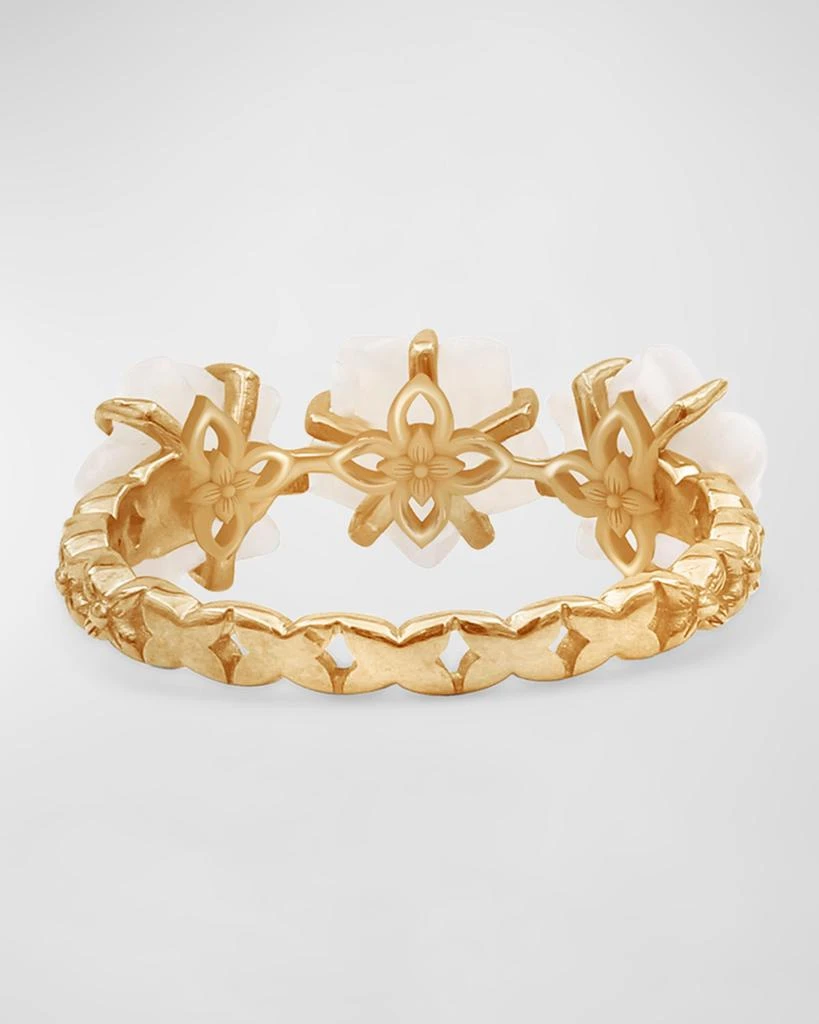 Stephen Dweck White Mother of Pearl and White Diamond Ring in 18K Gold 3