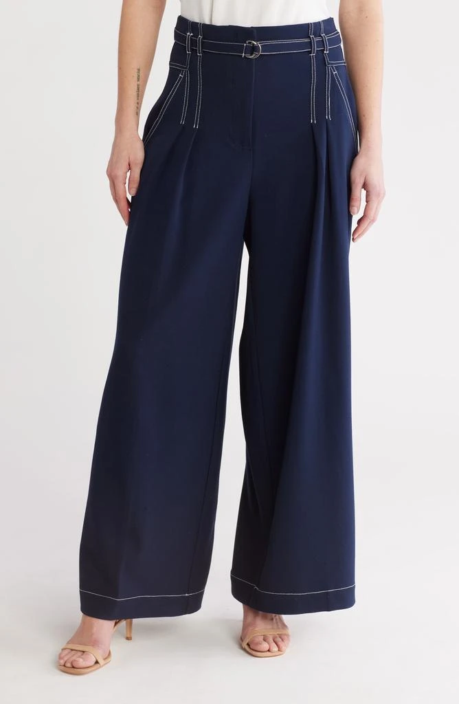 Adrianna Papell Topstitch Paperbag Pants 1