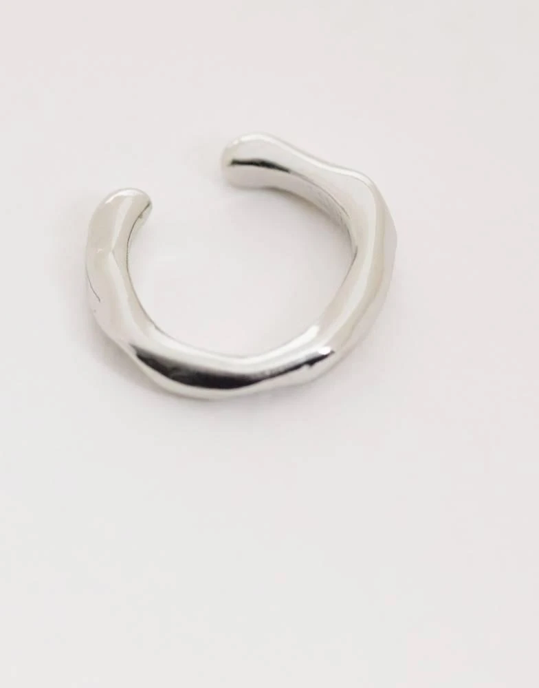 ASOS ASOS DESIGN geometric molten ear cuff in silver 4