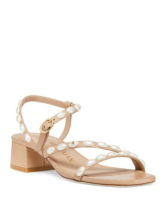 Stuart Weitzman Women's Pearlita 35 Strappy Mid Heel Sandals