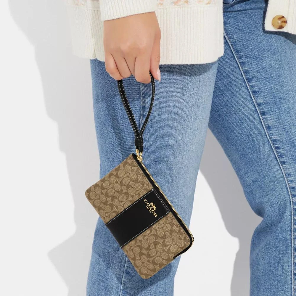 Coach Corner Zip Wristlet In Signature Canvas 4