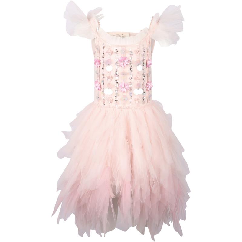 Tutu Du Monde Enchanted botanique tulle dress with sequins and flowers in pink