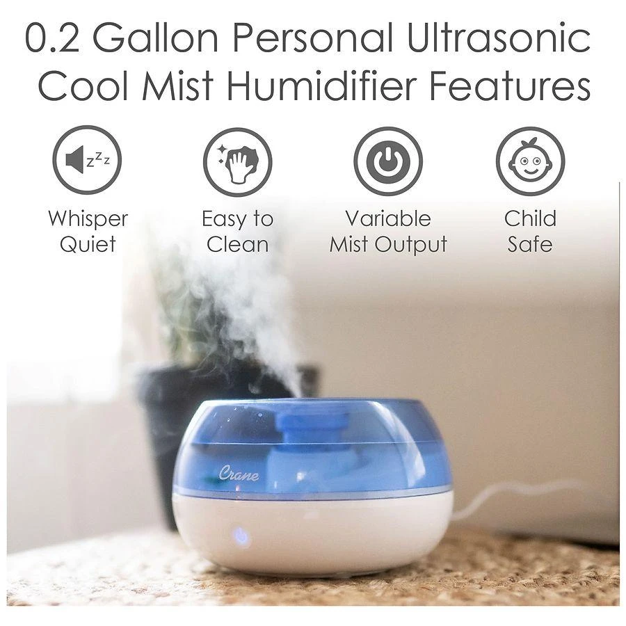 Crane USA Personal Cool Mist Tabletop Humidifier 0.2 Gallons 5