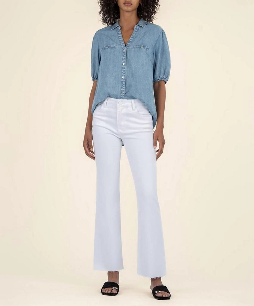 KUT from the Kloth Harriet Short Balloon Sleeve Blouse In Med Wash 1