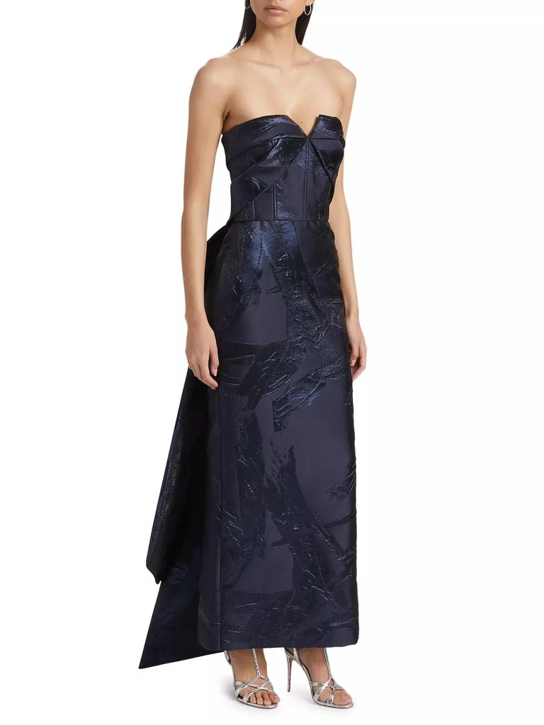 Amsale Jacquard Strapless Sheath Cocktail Dress 2