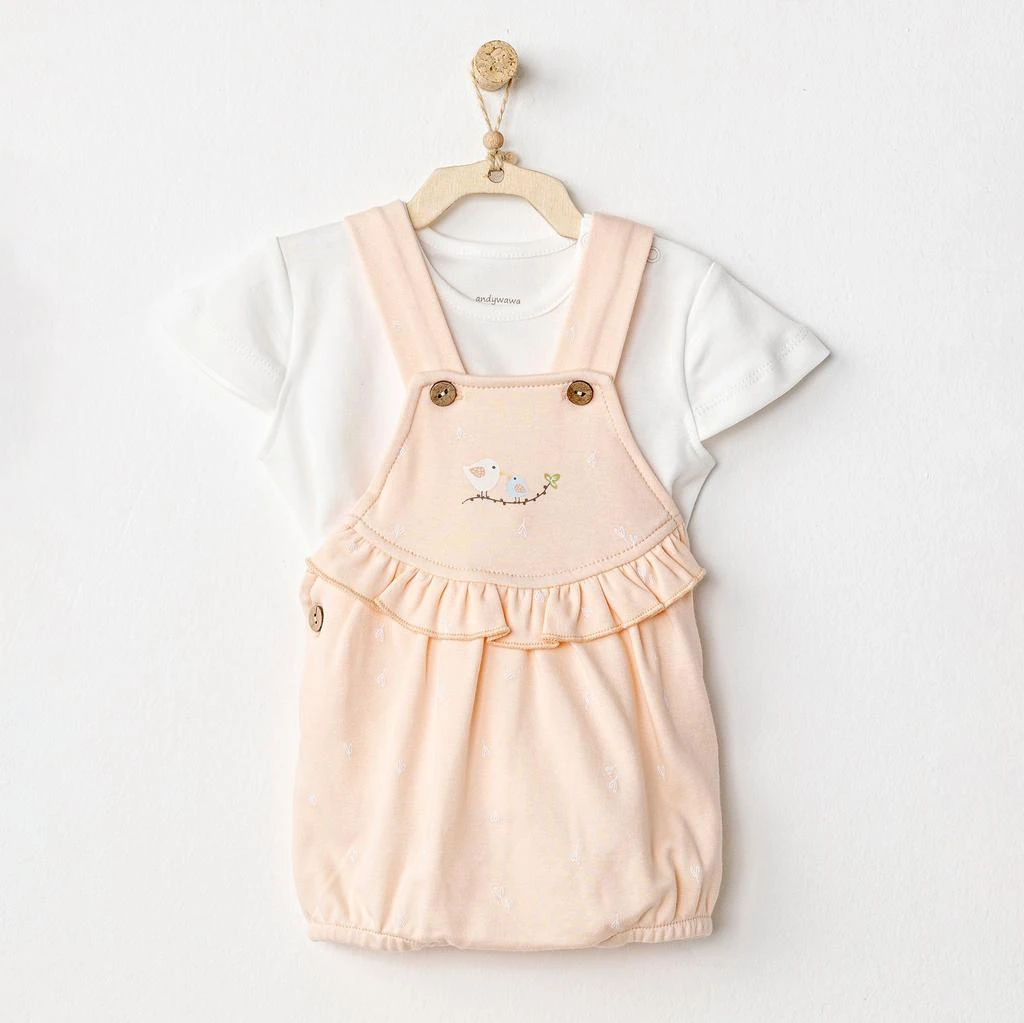 Andy Wawa Pink Spring Birds Overalls Outfit 2