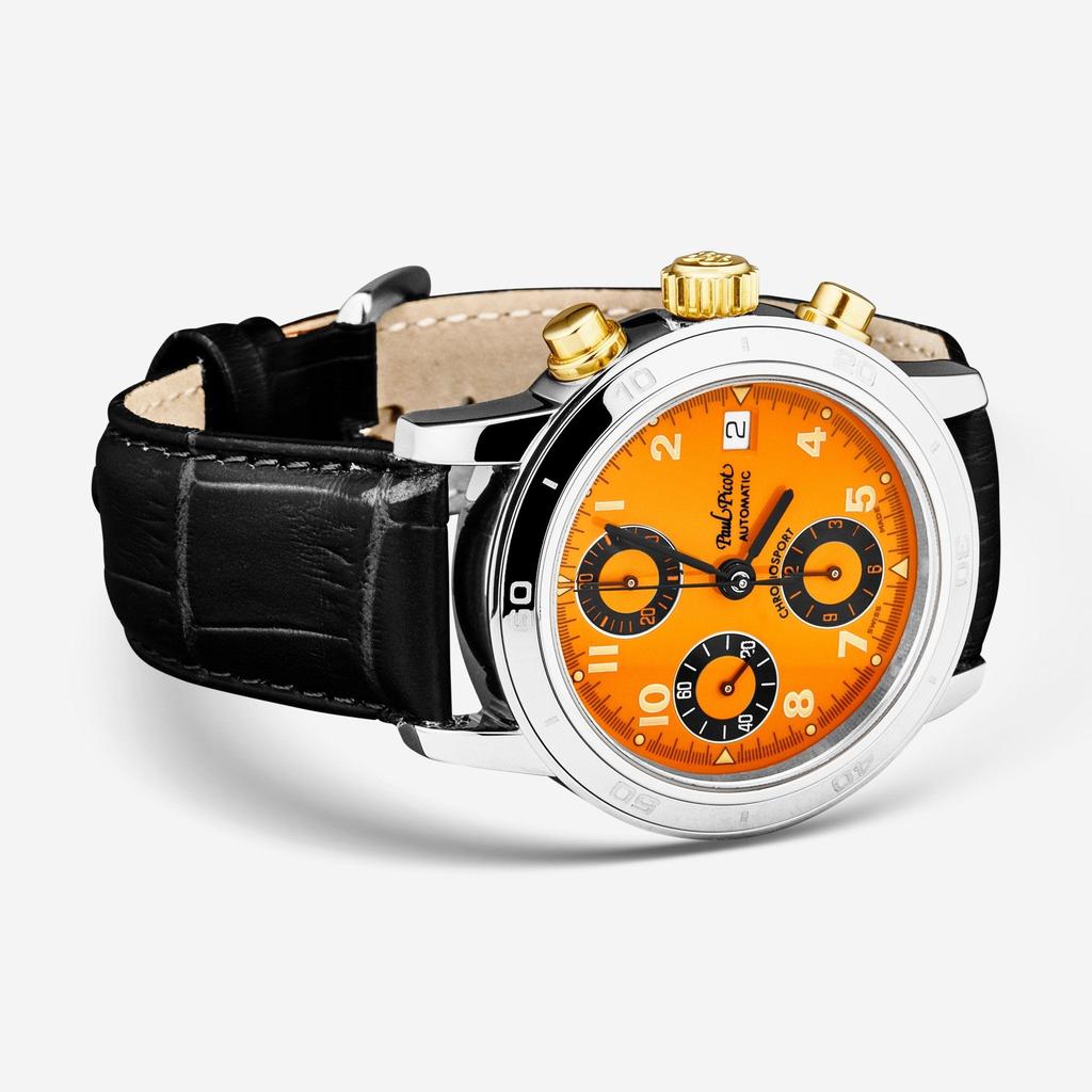 Paul Picot Paul Picot Chronosport Chronograph Orange Dial Men's Automatic Watch P7033.20A.935