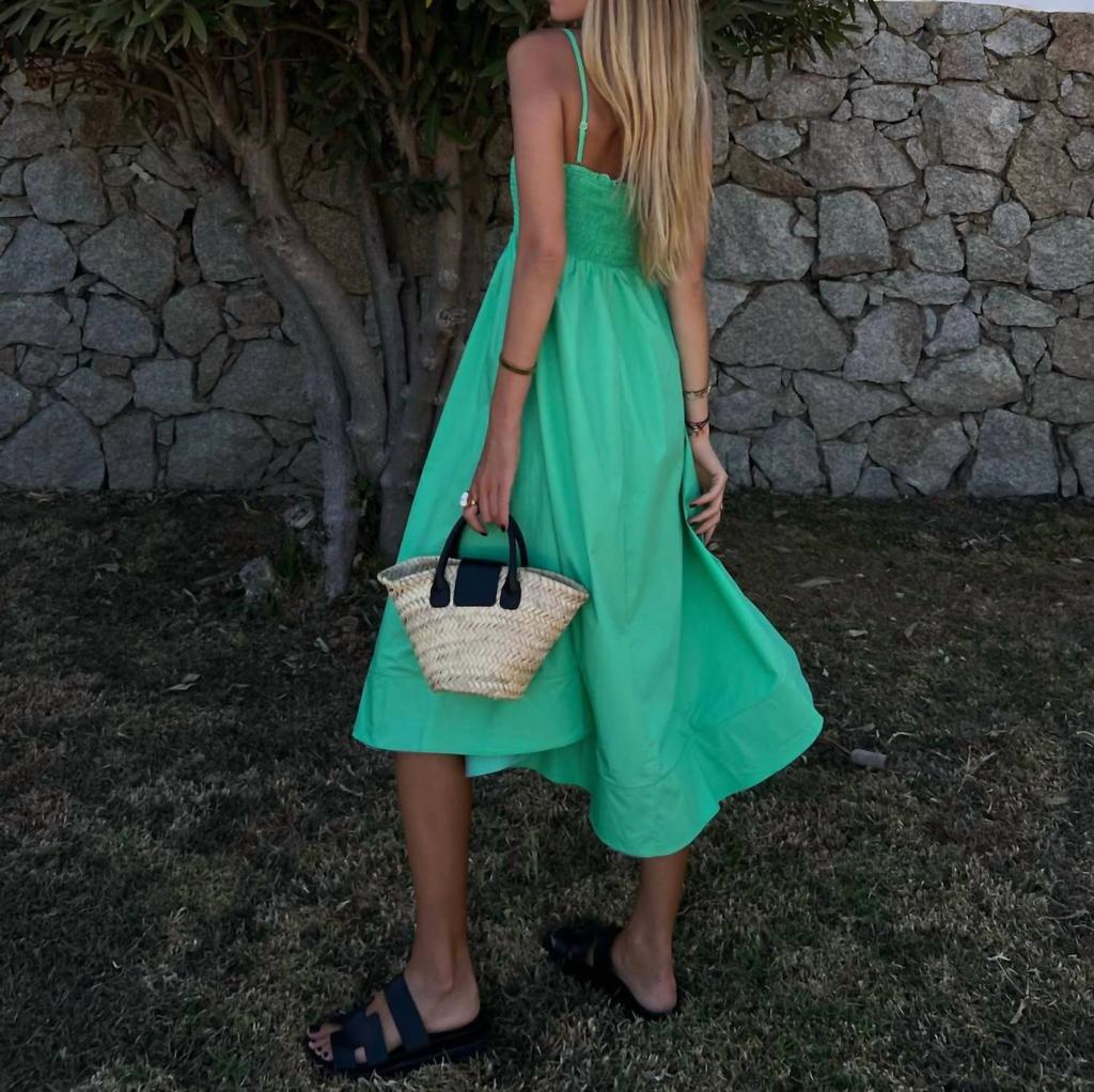 Glamorous Gracie Smocked Midi In Green