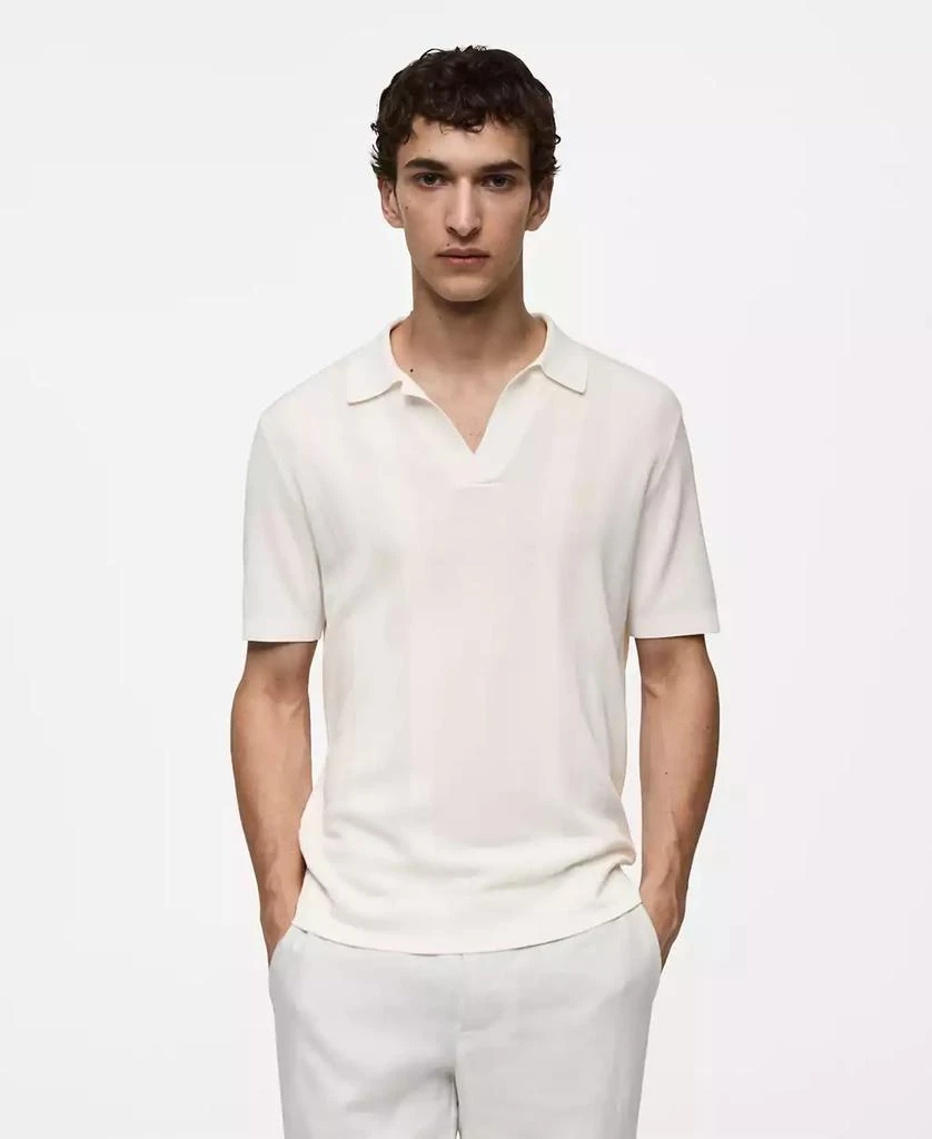 Mango Men's Ribbed Knit Polo Shirt 1