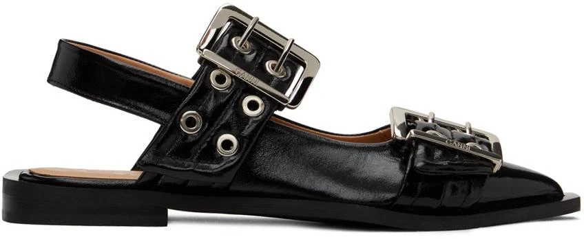 Ganni Black Chunky Buckle Ballerina Flats 1