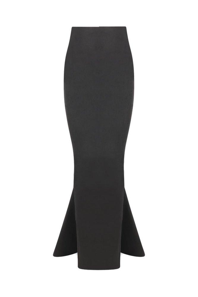 Rick Owens Rick Owens Rear Zipped Pillar Coated Denim Mermaid Skirt