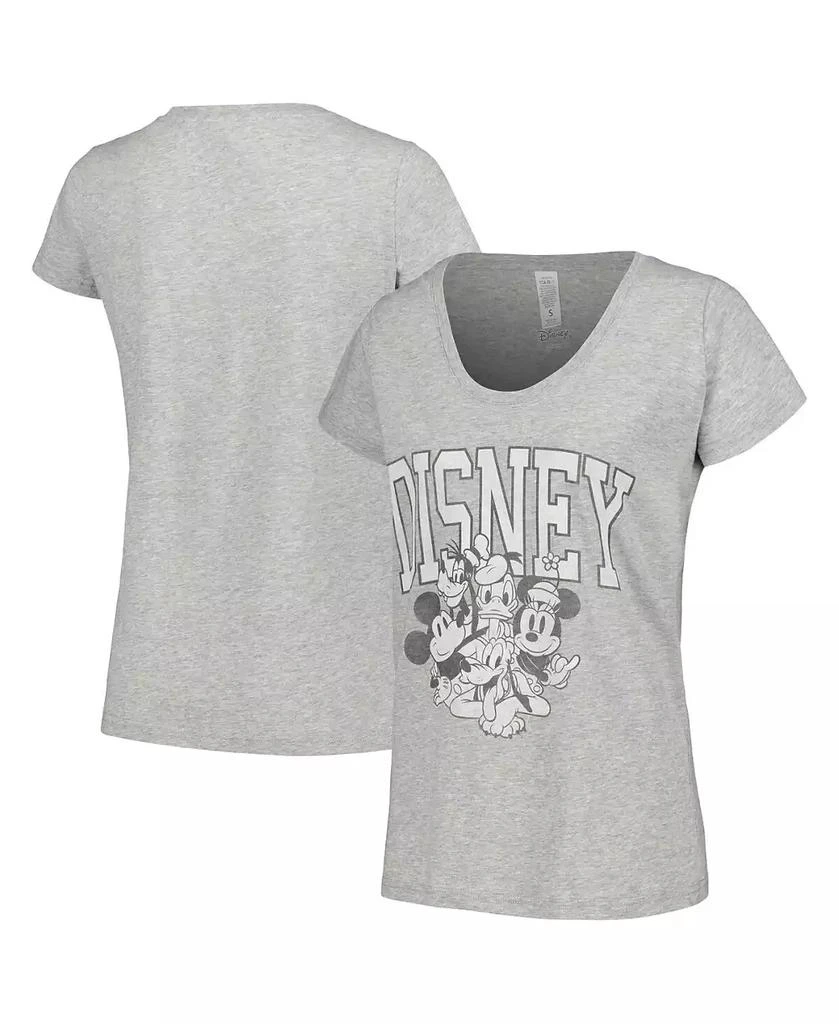 Mad Engine Women's Heather Gray Mickey & Friends Scoop Neck T-shirt 1