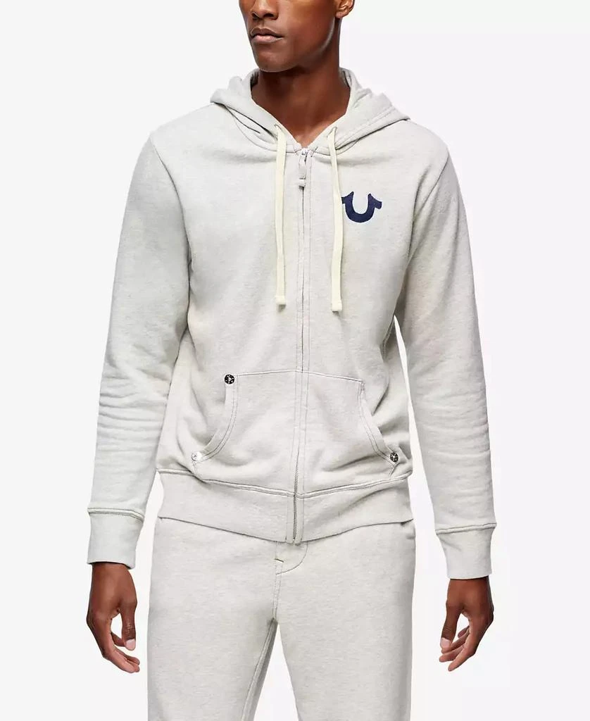 True Religion Men's Classic Logo Zip Up Drawstring Hoodie 1