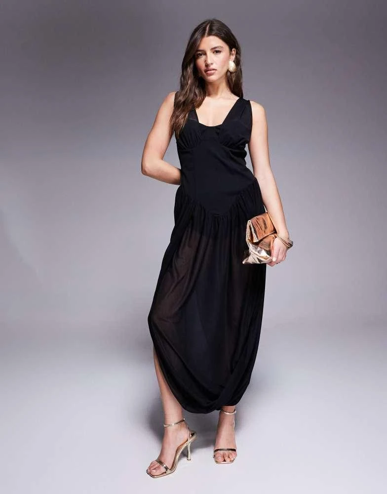asos black chiffon dress ASOS Design - High Neck Ruffle Detail Chiffon Maxi Dress - Women - Polyester - 0 US