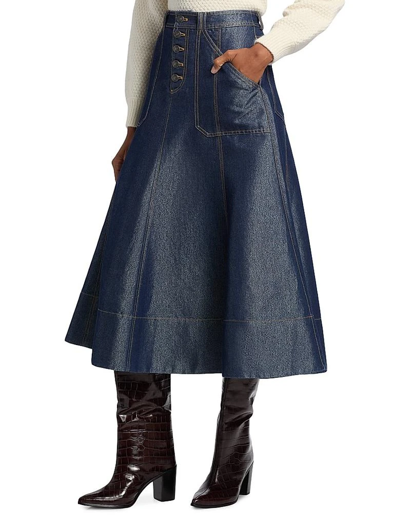 Cinq à Sept Benji Denim A-Line Midi-Skirt 4