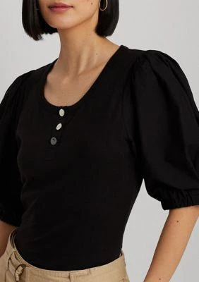 Ralph Lauren Ralph Lauren Stretch Cotton Puff Sleeve Henley T Shirt 3