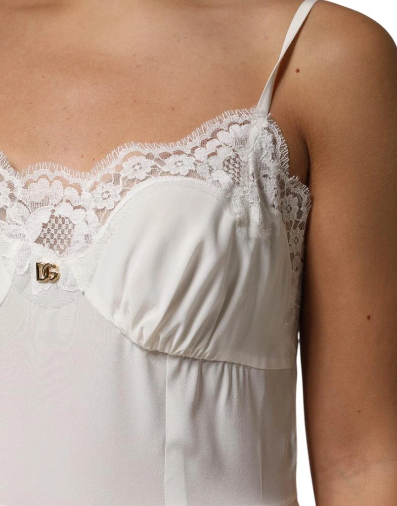chinese dress ladies Dolce & Gabbana White Lace DG Logo Silk Dress Sleepwear – Moon Behind The  Hill