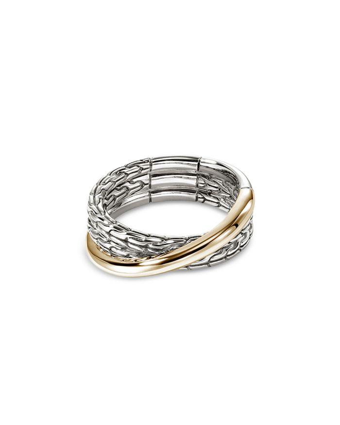 John Hardy 14K Yellow Gold & Sterling Silver JH Essentials Crossover Ring