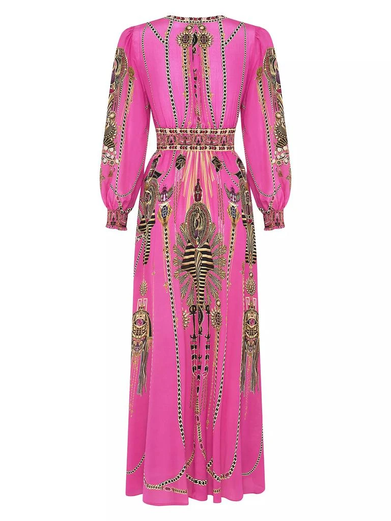 Camilla Egyptian-Print Silk V-Neck Maxi Dress 2