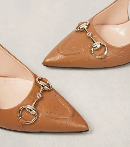 Gucci Horsebit GG leather slingback pumps 5