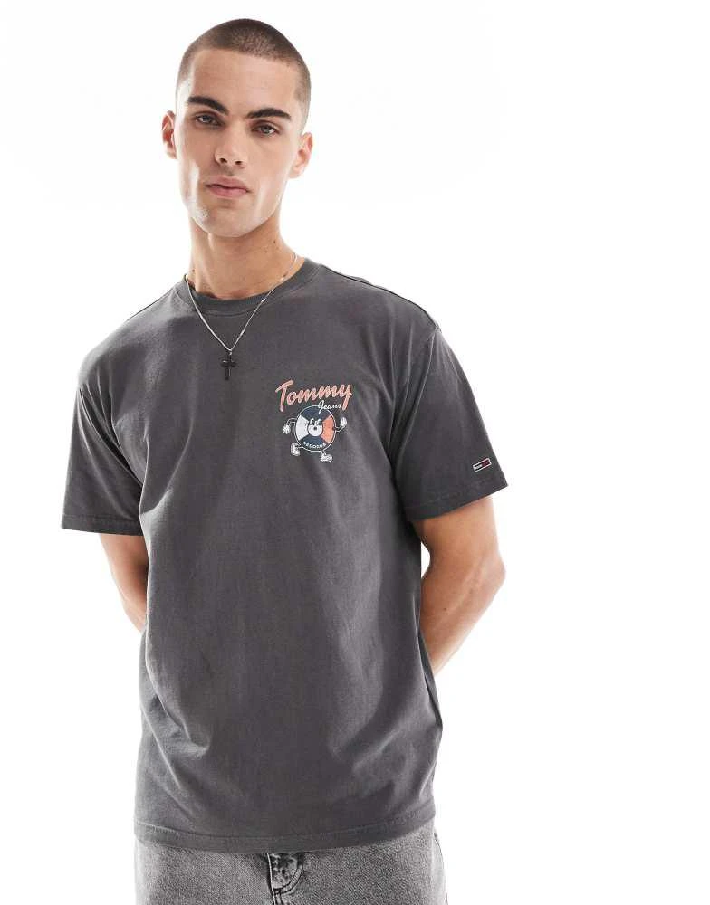 Tommy Jeans Tommy Jeans fun record backprint graphic t-shirt in washed black 2