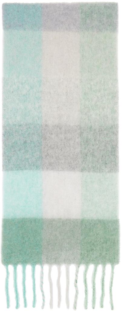 Acne Studios Blue & Green Mohair Checked Scarf