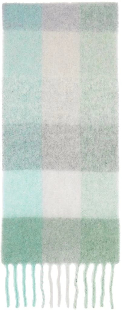 Acne Studios Blue & Green Mohair Checked Scarf 2