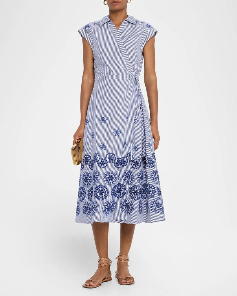 Tanya Taylor Shivon Embroidered A-Line Wrap Dress 2