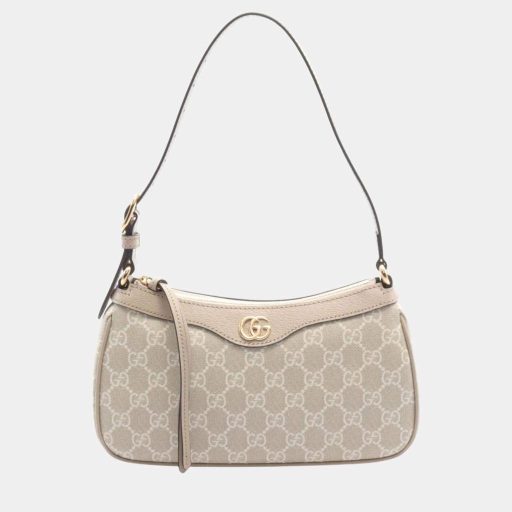 Gucci Gucci Ophidia Coated Canvas Leather Beige White Small GG Supreme Shoulder Bag