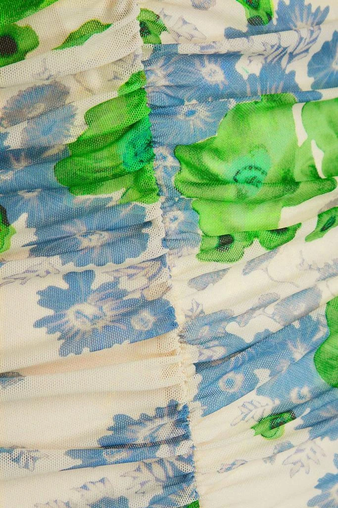 Ganni Ruched floral-print mesh mini dress 4