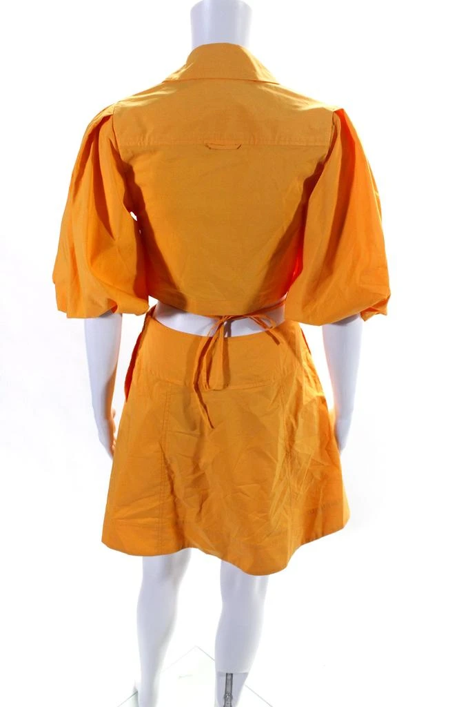 Jonathan Simkhai Jonathan Simkhai Women's Collared Cutouts Puff Sleeves Mini Dress Yellow 3
