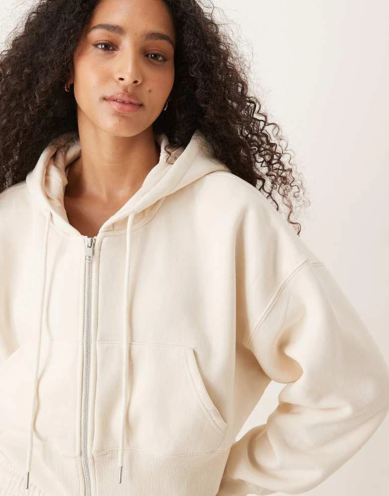 Cotton:On Cotton On Plush boxy cropped zip through in white 4