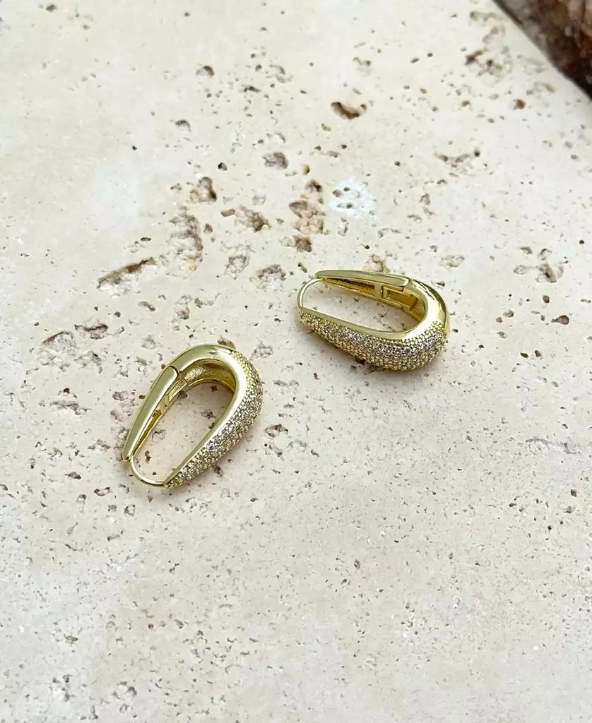 ADORNIA Gold CZ Secure Hinge Hoop Earrings 4