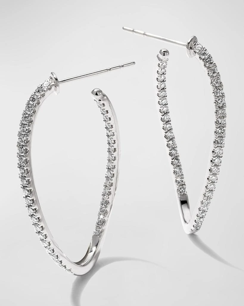 Memoire 18k White Gold Diamond J-Twist Hoop Earrings, 0.99tcw 1