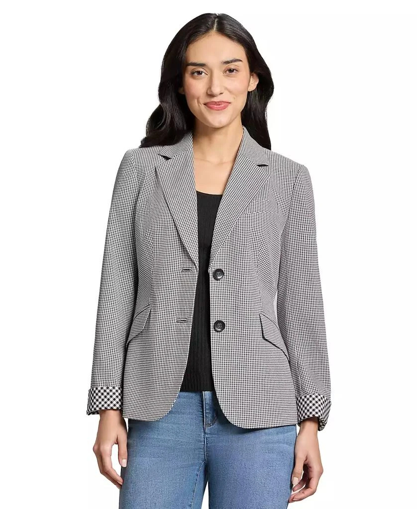 JONES NEW YORK Women's Notched-Collar Gingham Blazer Jacket 1