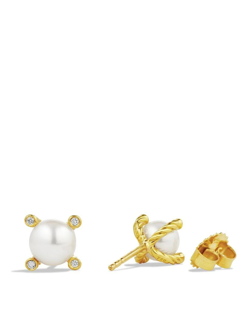 David Yurman Cable Earrings with Diamonds 
Cultured Freshwater Pearls in Gold, .03 tcw 2