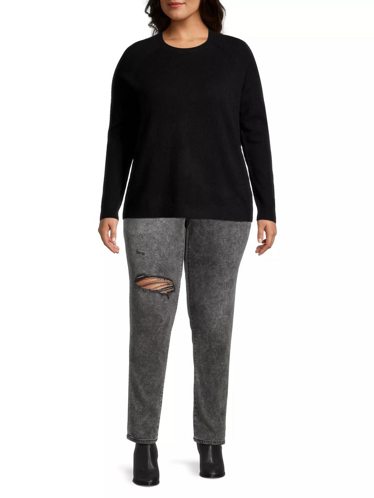 Minnie Rose Plus Size Shrunken Cashmere Crewneck Sweater